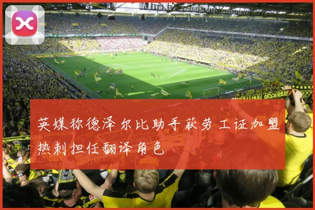 英媒称德泽尔比助手获劳工证加盟热刺担任翻译角色